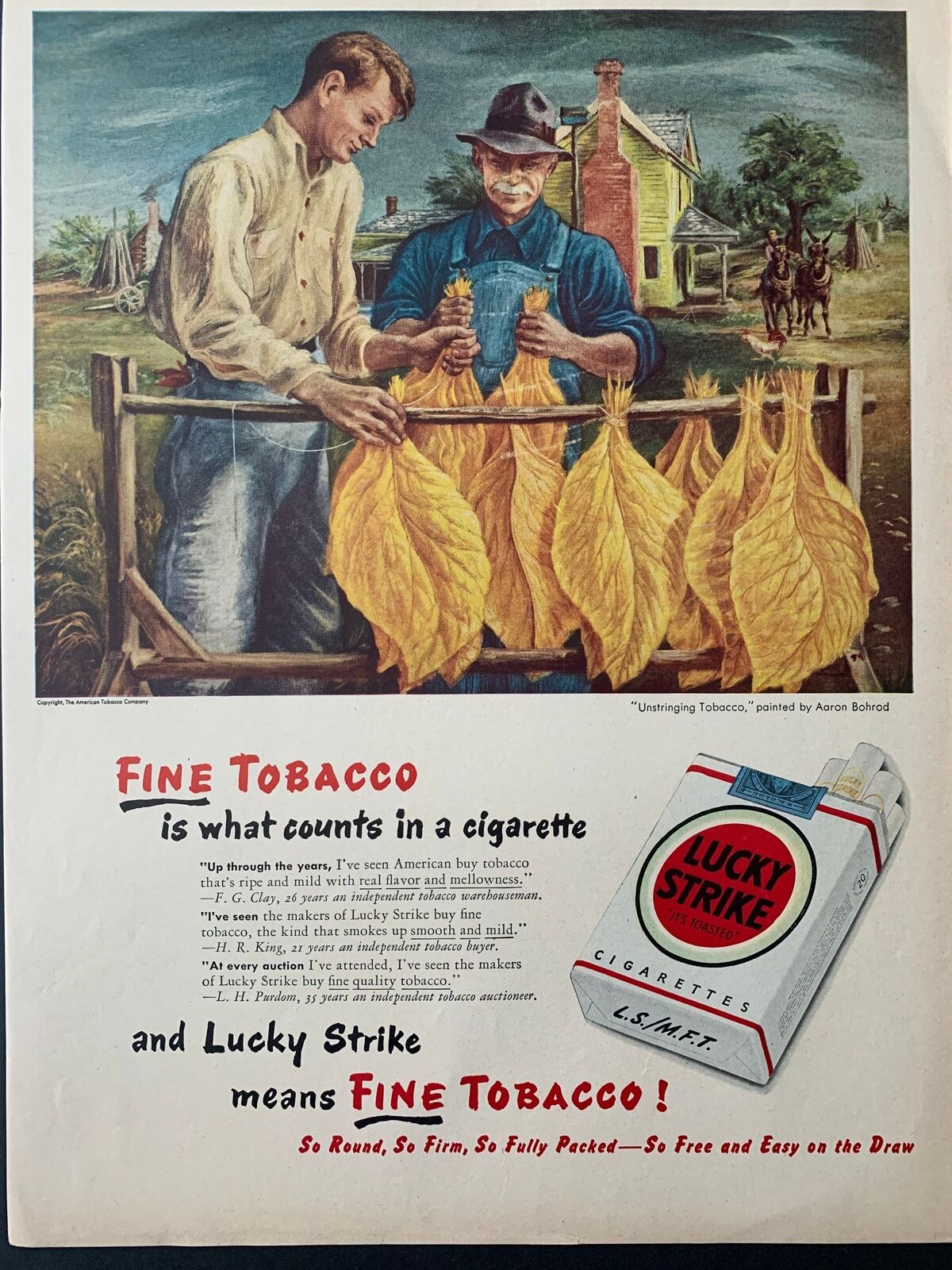 Vintage 1947 Lucky Strike Cigarettes Ad