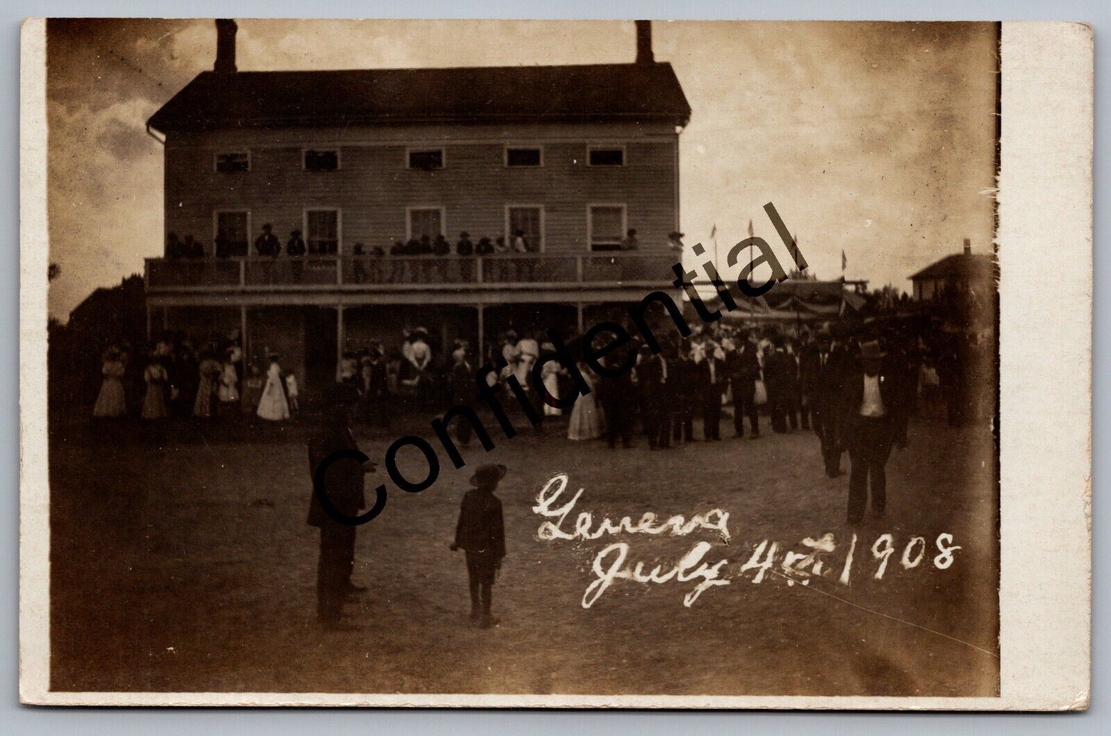 Real Photo 1908 Horse Race Through Town At Geneva New York NY RPPC RP H137
