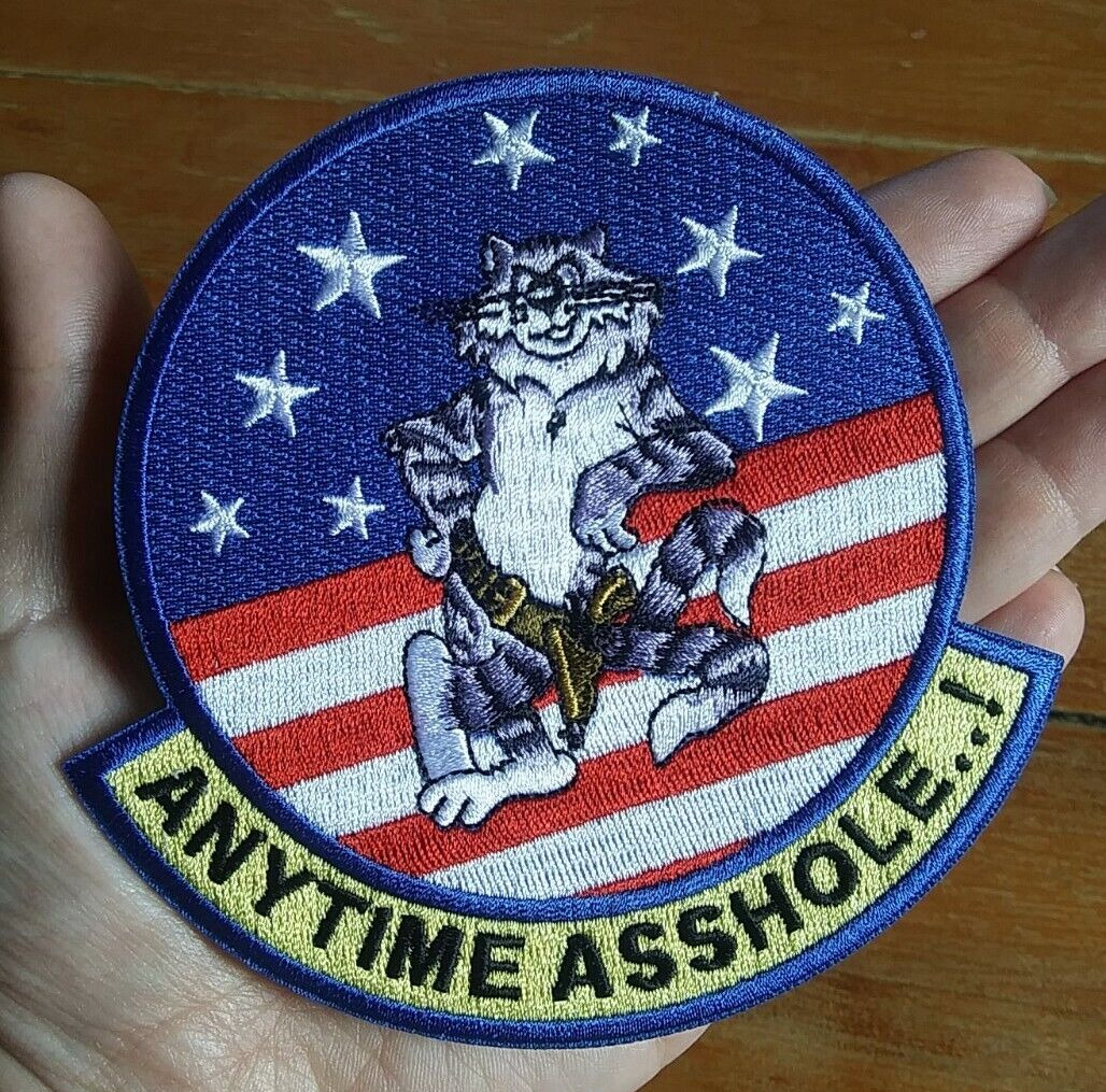 ANYTIME A@@HOLE Grumman F-14 TOMCAT US Navy Fighter Squadron VF MILITARY Patch