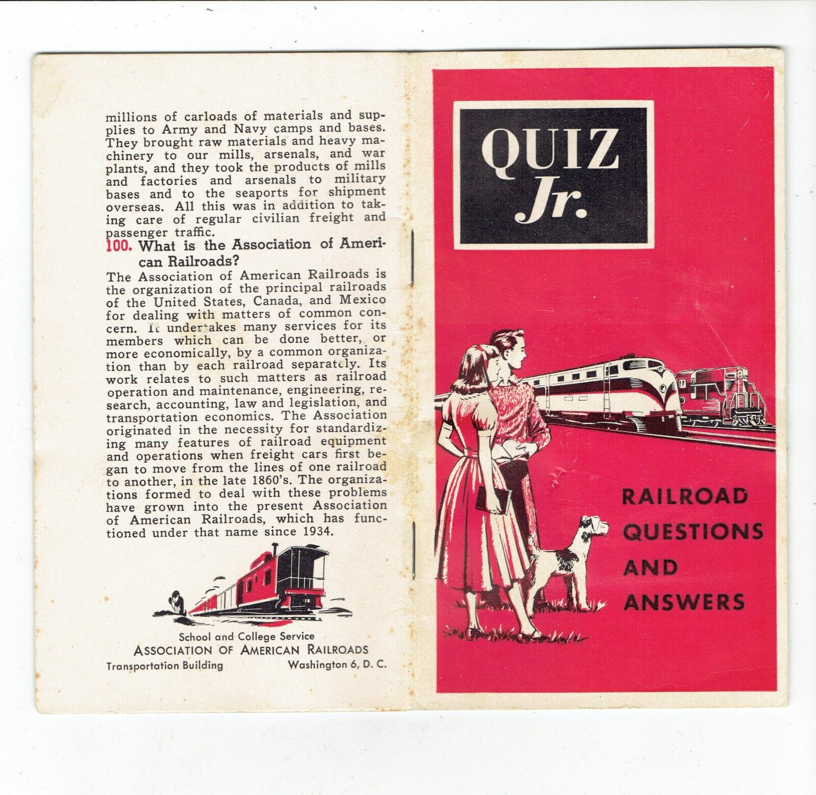 Ephemera Railroad Questions/Ans Quiz Jr.Booklet/6 PC (#439)