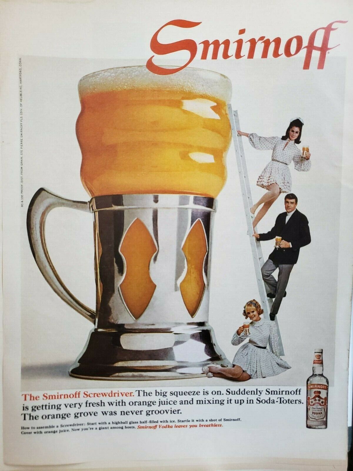 Smirnoff Print Ads Vintage 1968 Lot of 2 Ephemera Wall Art Decor