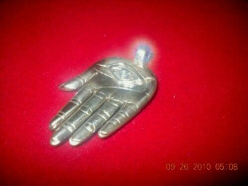 Hamsa Hand Sterling Silver Kabbalah Pendant Evil Eye Charm Amulet Talisman