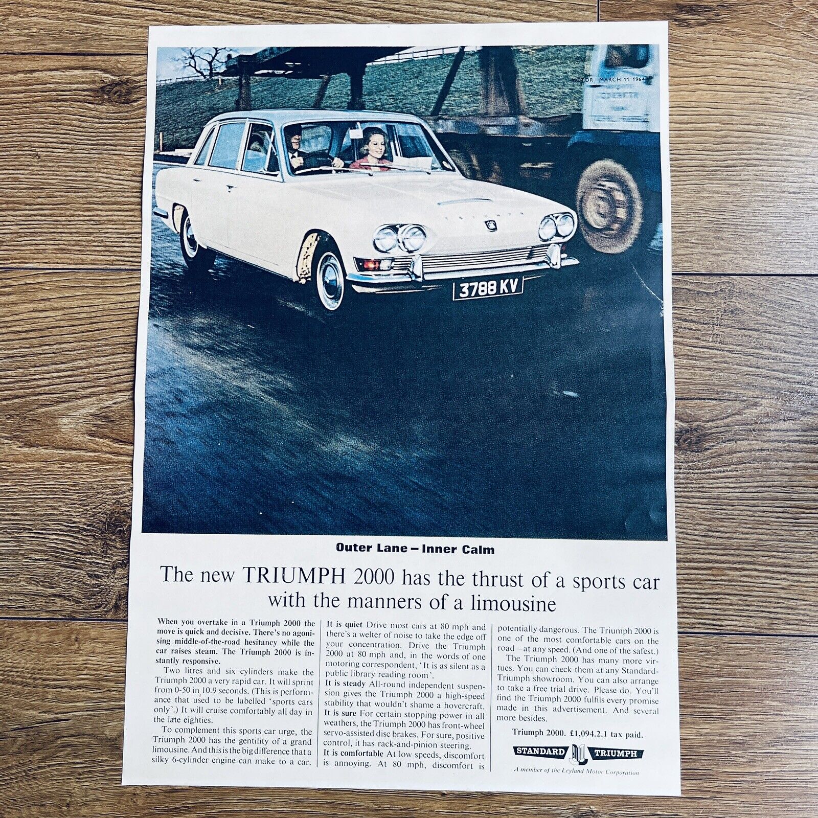 Triumph - 2000. Vintage Advert 1964 Original Car Advertisement Poster
