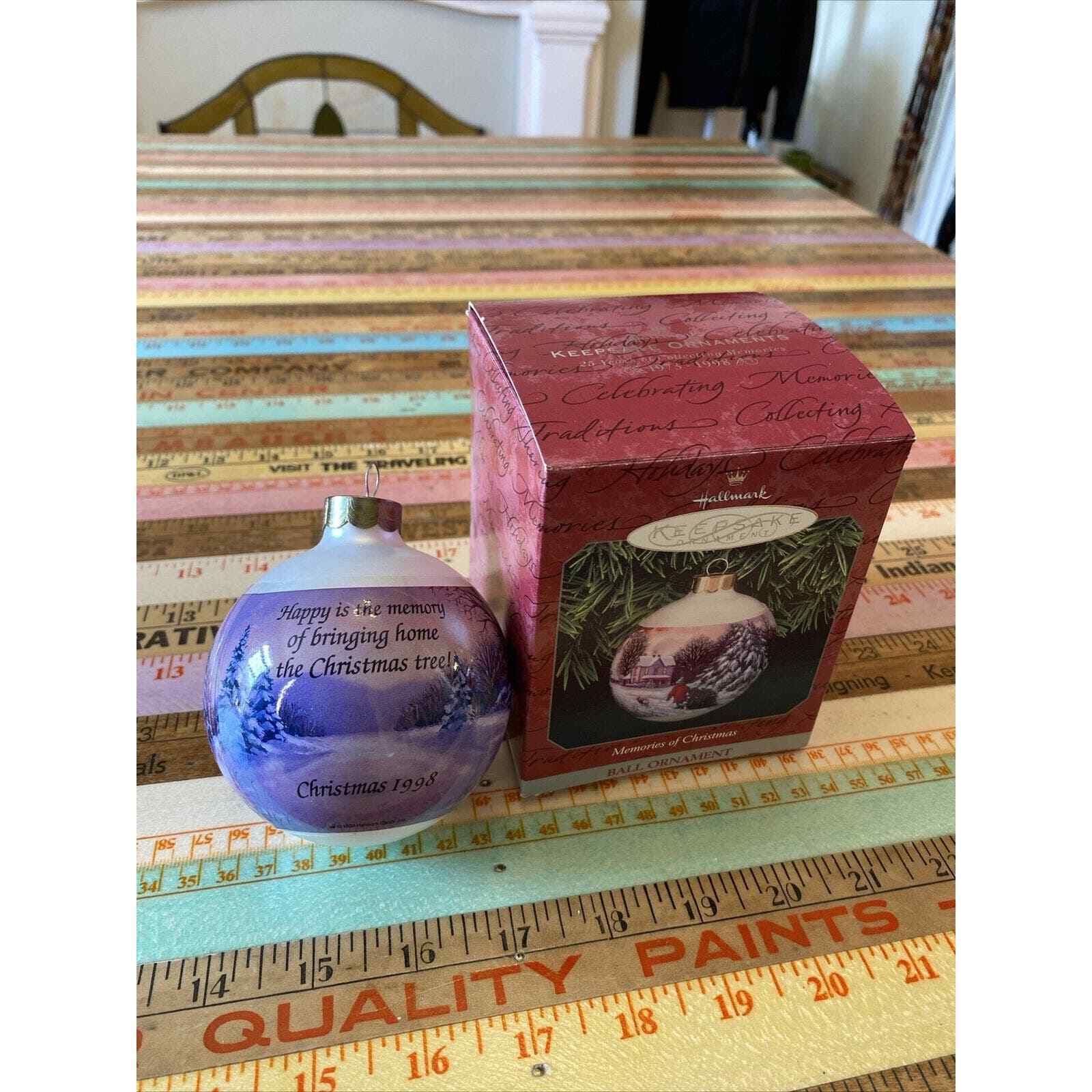 Vintage Hallmark Keepsake Memories of Christmas Glass Ball Ornament 1998 In Box