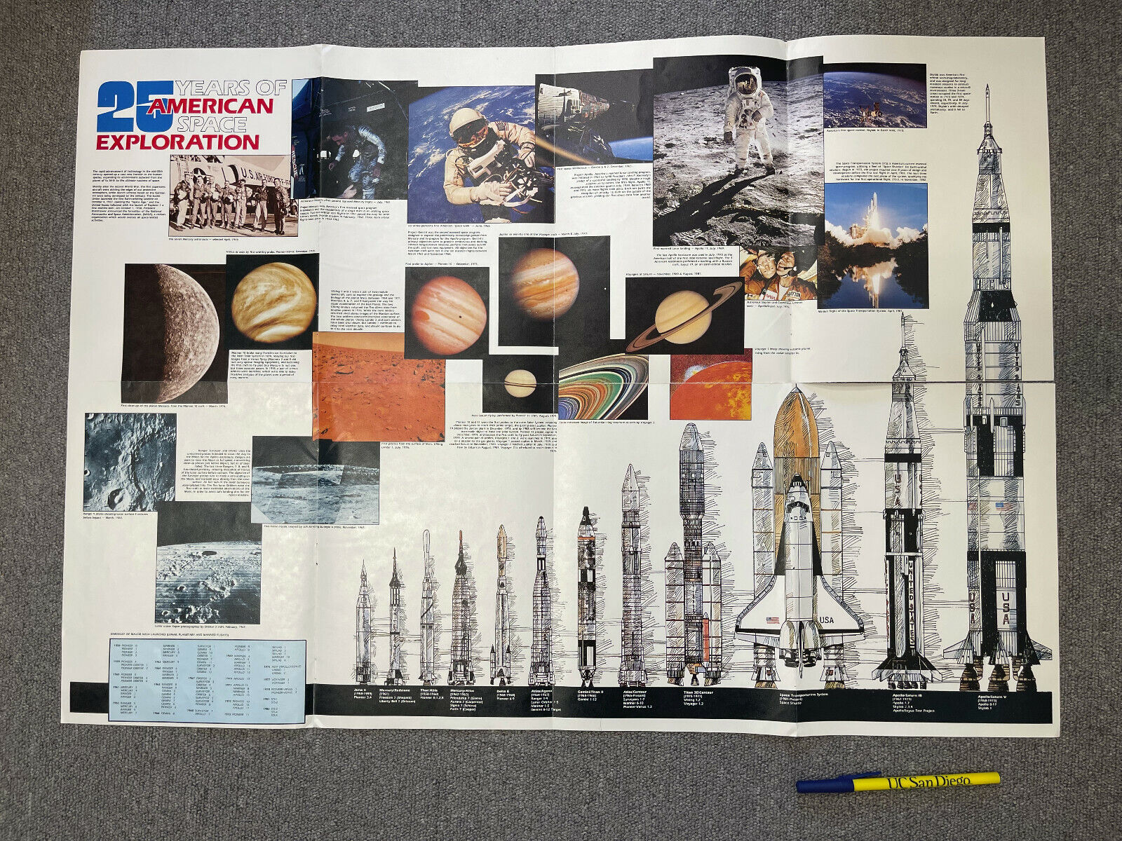 1982 NASA JPL 25 year American Space Exploration anniversary poster, RARE