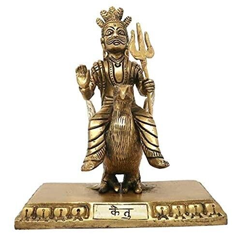 Hindu Navagraha Idol Murti of Deity KETU God Brass Statue for Puja 7.5x6x3 inch