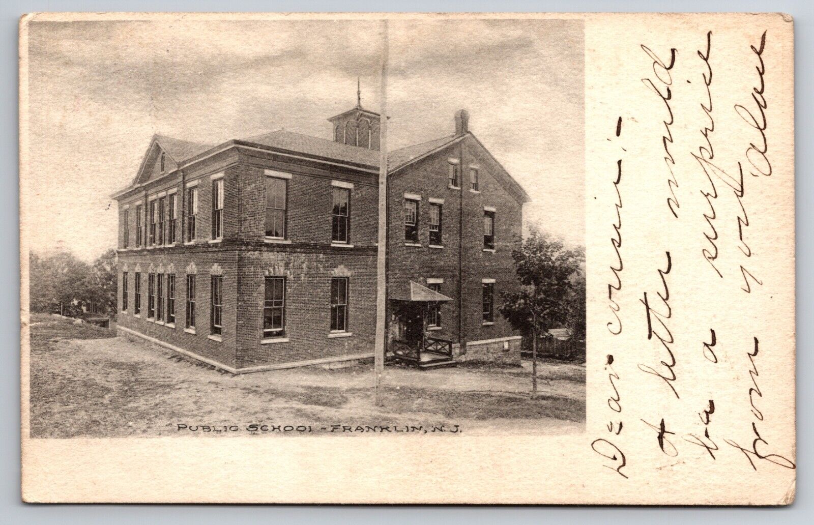 Public School Building Franklin Furnace New Jersey NJ 1906 Postcard