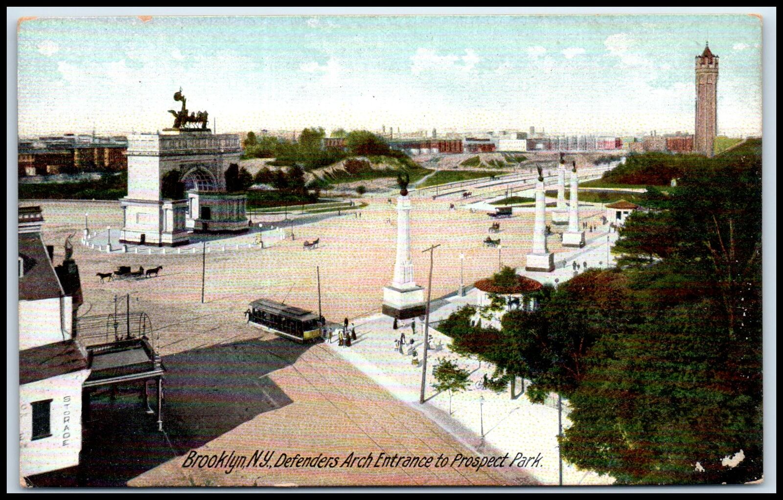 Postcard Defenders Arch Entrance To Prospect Park Brooklyn NY D49