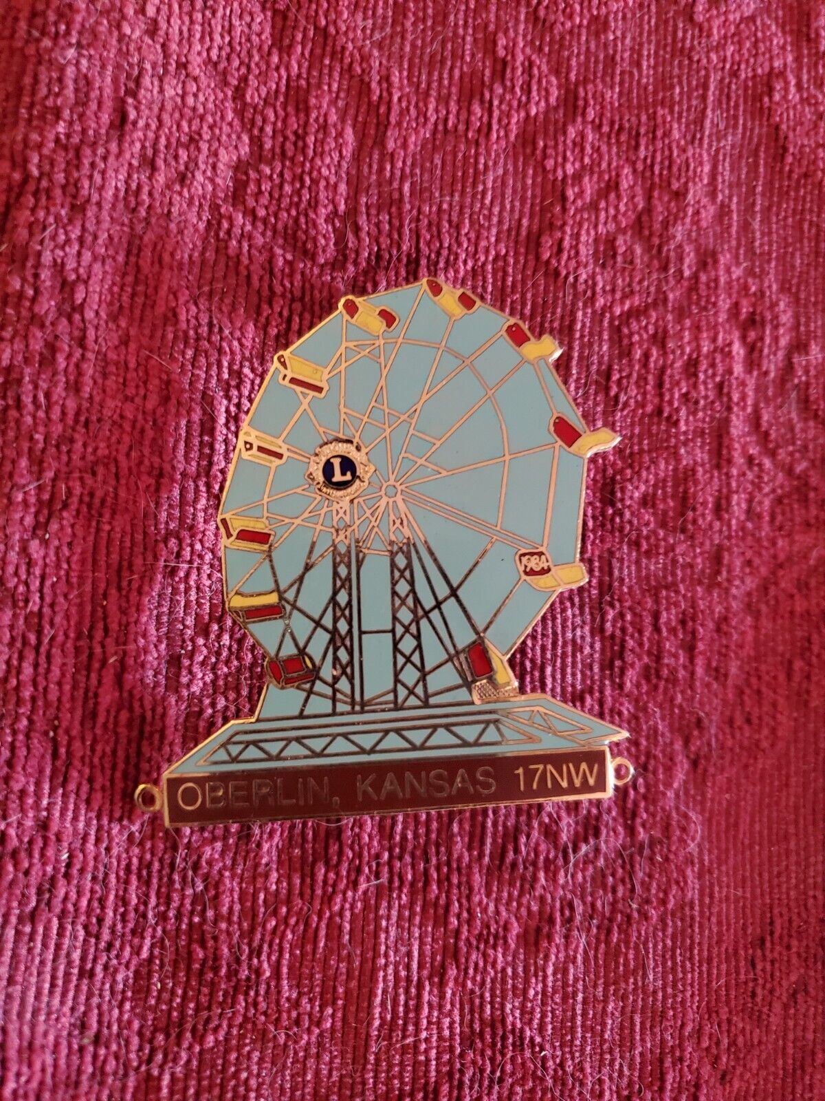 Lions Club Pin Oberlin Kansas Ferris Wheel Rare