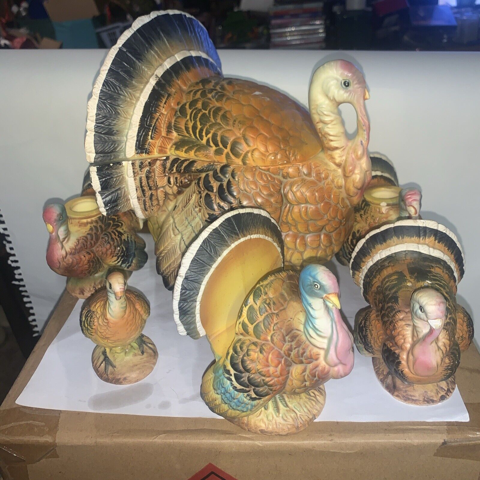 VTG 7Pc Napco Porcelain Turkey Serving Set Thanksgiving Decor Japan