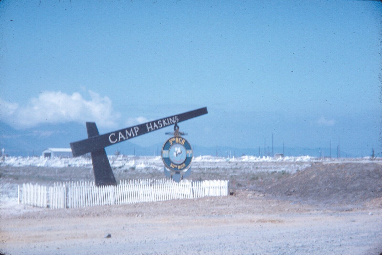 1968 Vietnam War Camp Haskins Sign Red Beach Base Area 35mm Kodachrome Slide