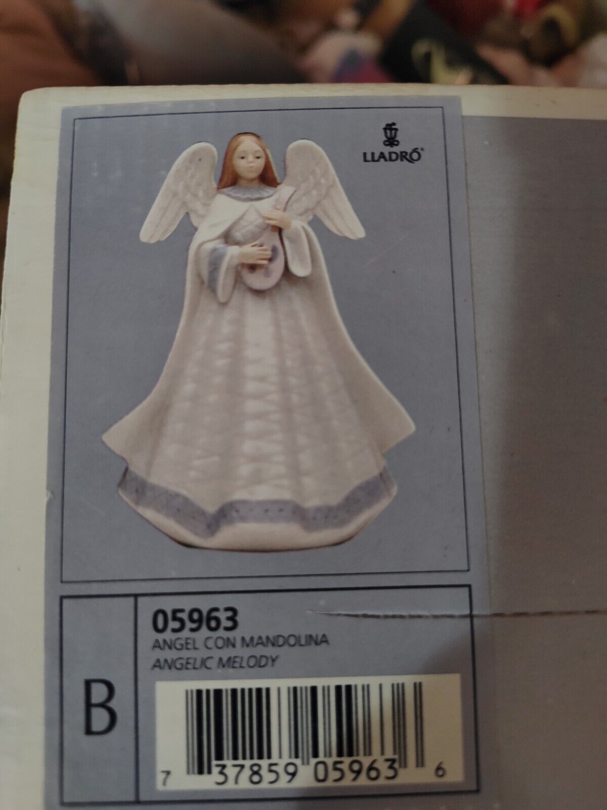Rare Lladro Figurine Angelic Melody Angel Con Mandolina #5963 Retired 1993