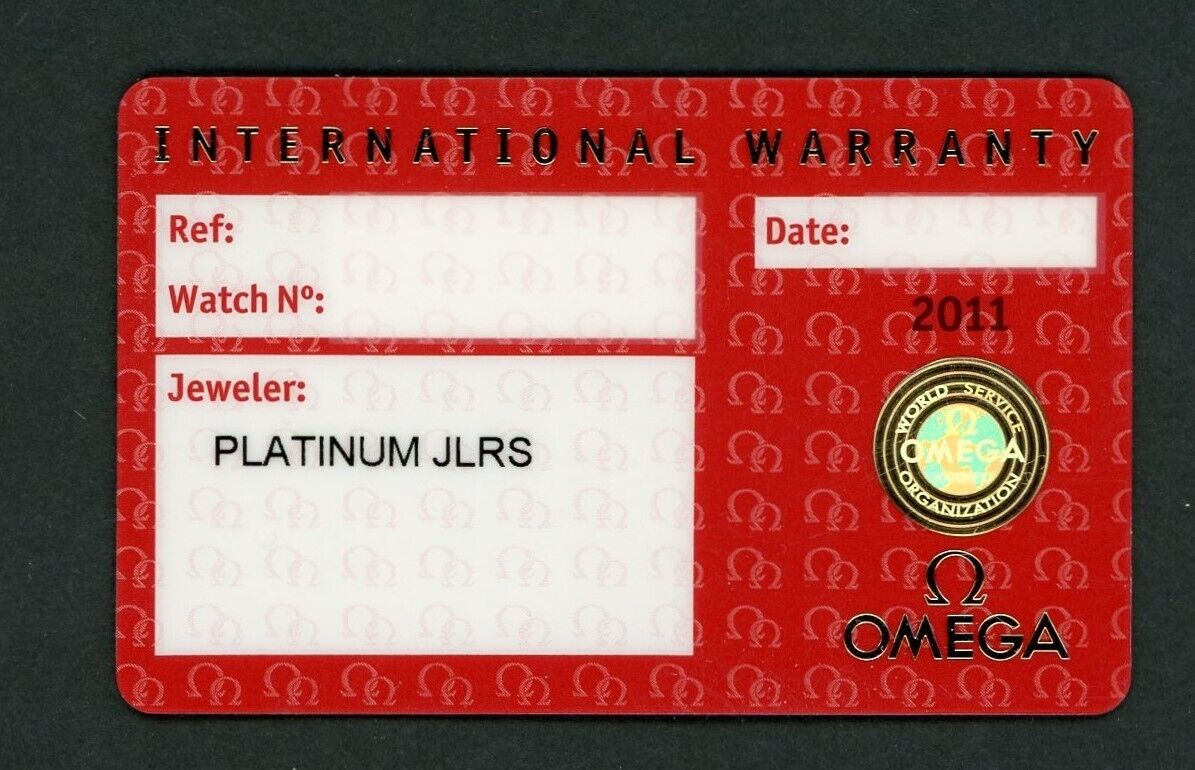 Ω Genuine Original Blank Empty International Guarantee Warranty Certificate Card
