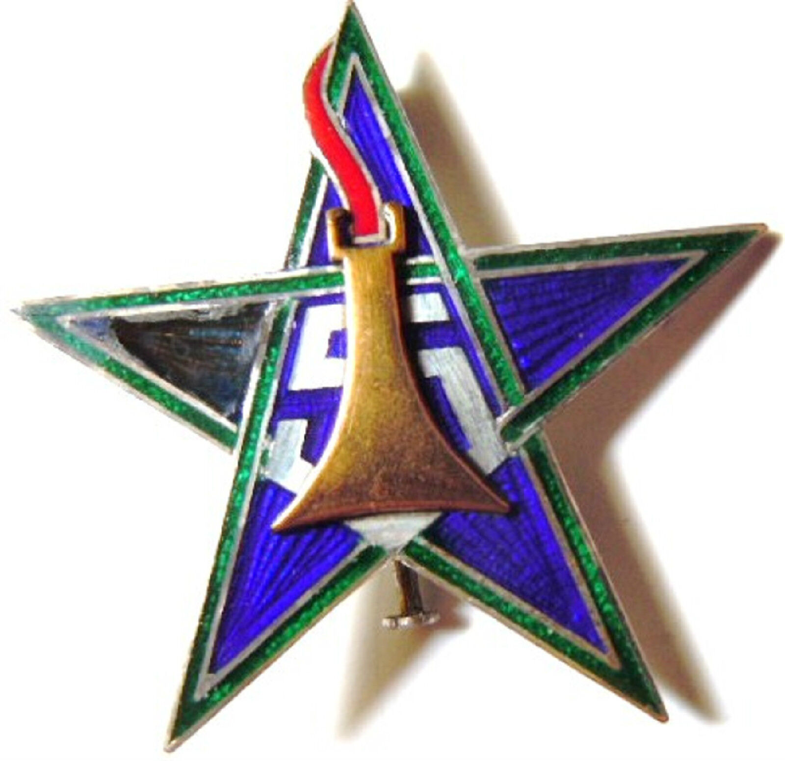 Indochina 1948 - 5th RSM Morocco SOLID SILVER Moroccan Spahis Badge Drago O.M