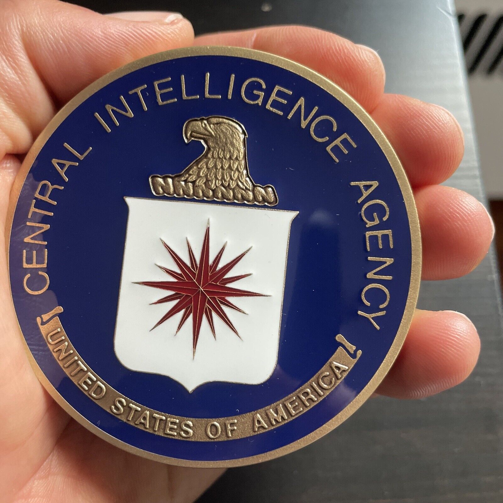CIA Medallion Central Intelligence Agency Bronze Enamel challenge coin huge 3”