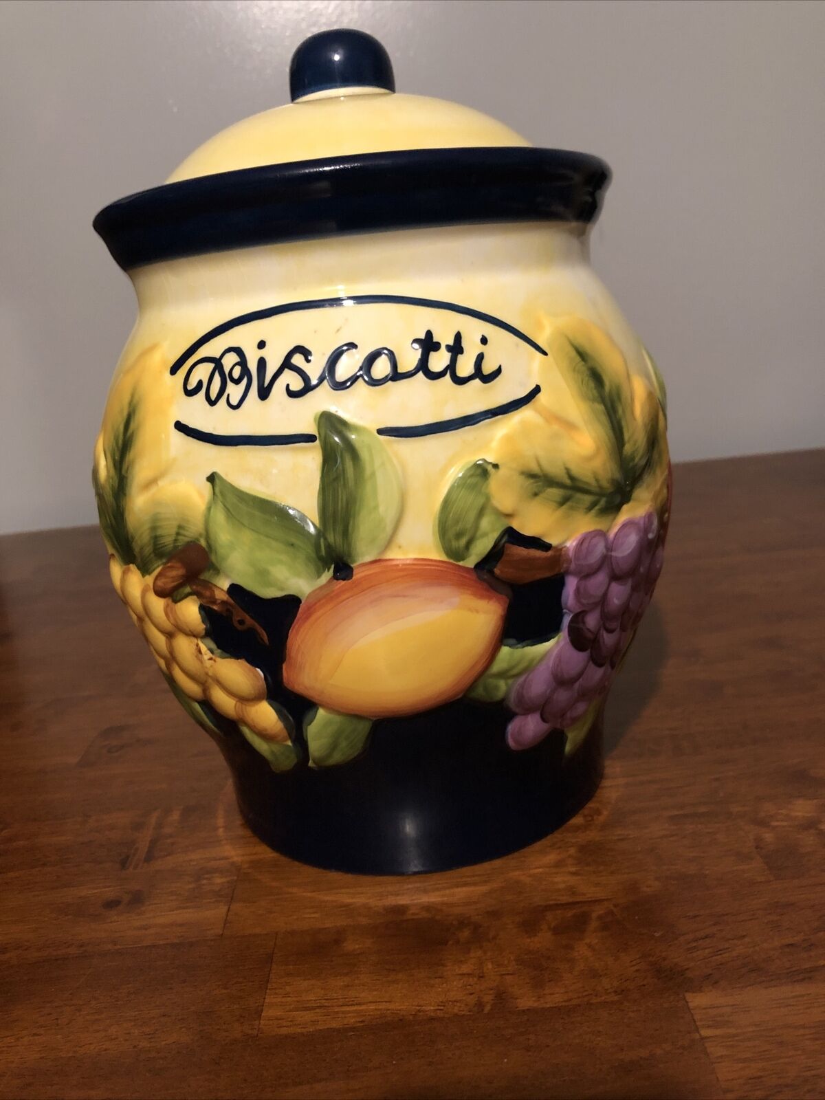 Biscotti Cookie Jar Hand Painted