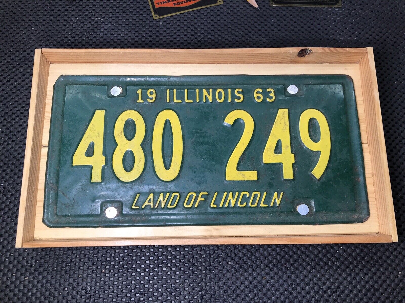 License Plate Sign 1963 Illinois Custom Reclaimed Wood