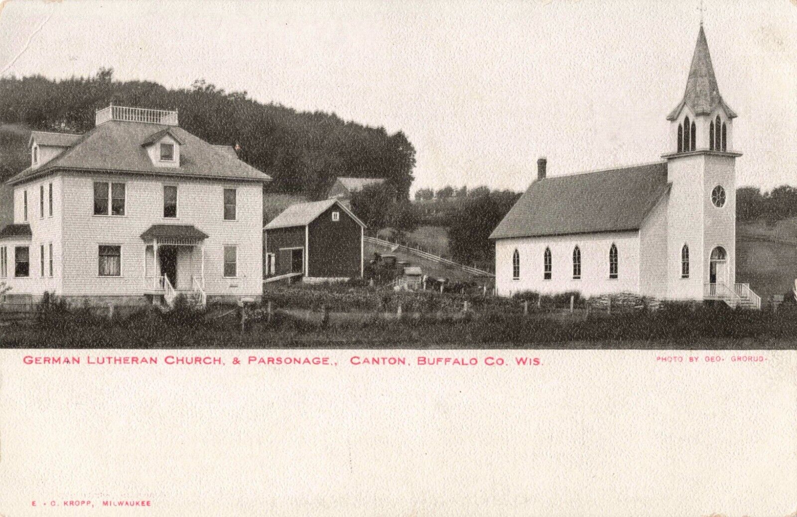 German Lutheran Church Parsonage Canton Buffalo County Wisconsin c1905 Postcard