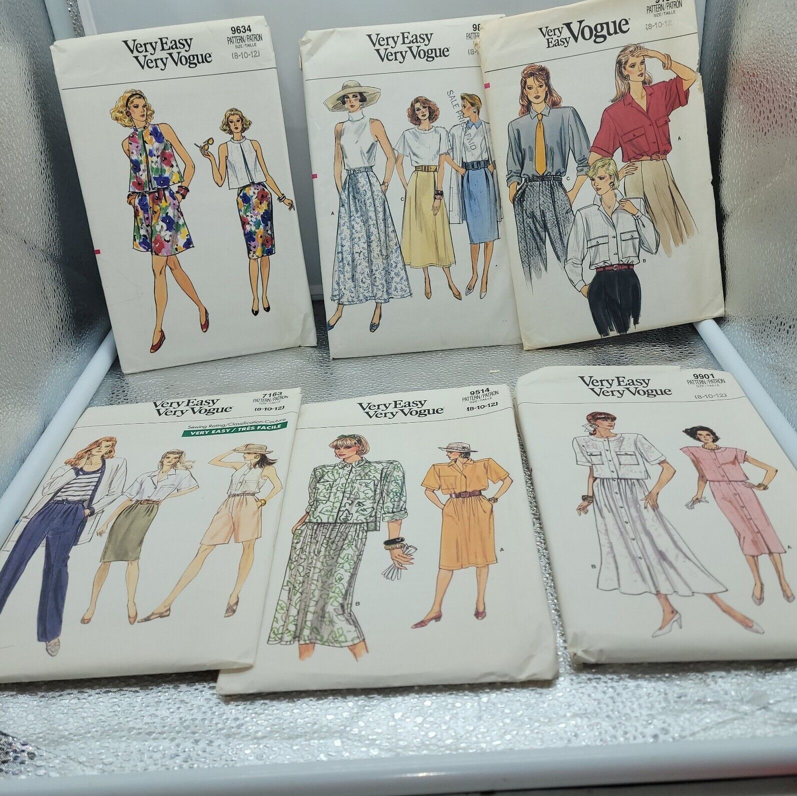 Vintage Mixed Lot (6) Very Vogue 80\'s Sewing Patterns Dresses Shorts Pants 