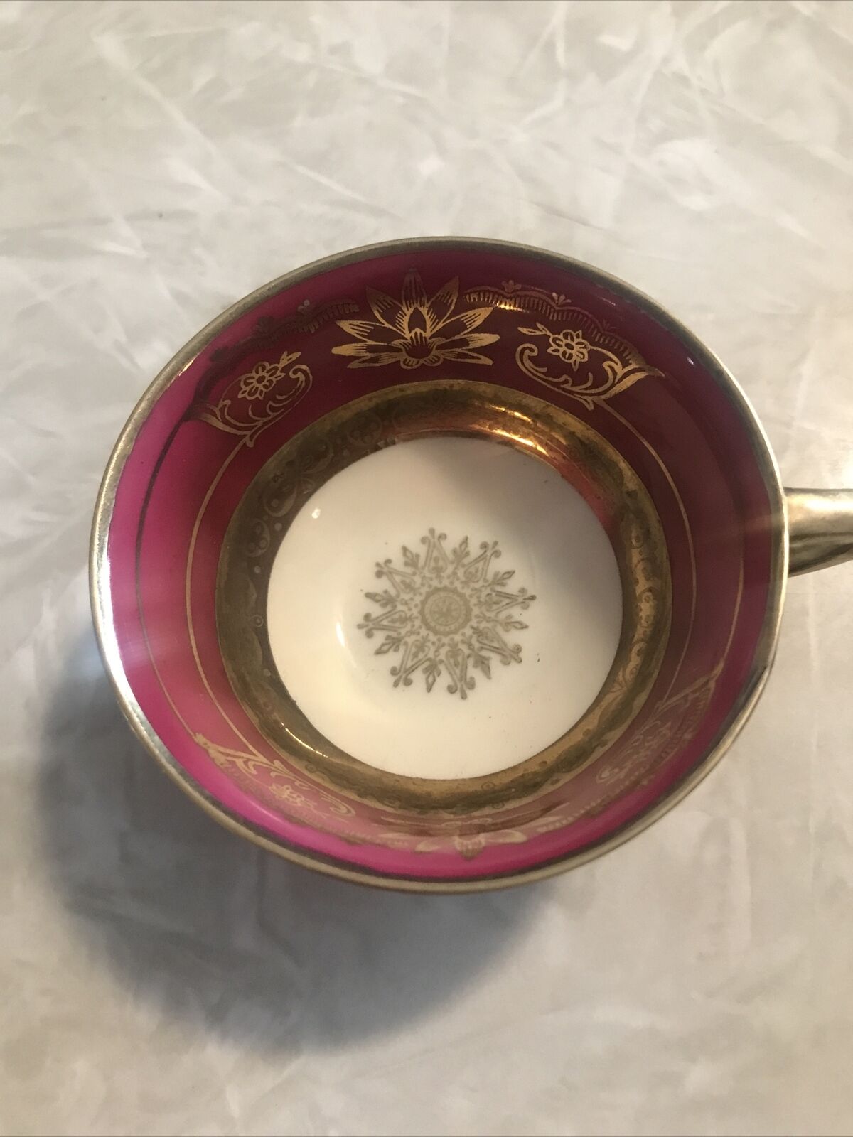 Vintage Kunst Bavaria Burgundy And Gold Trim Tea Cup