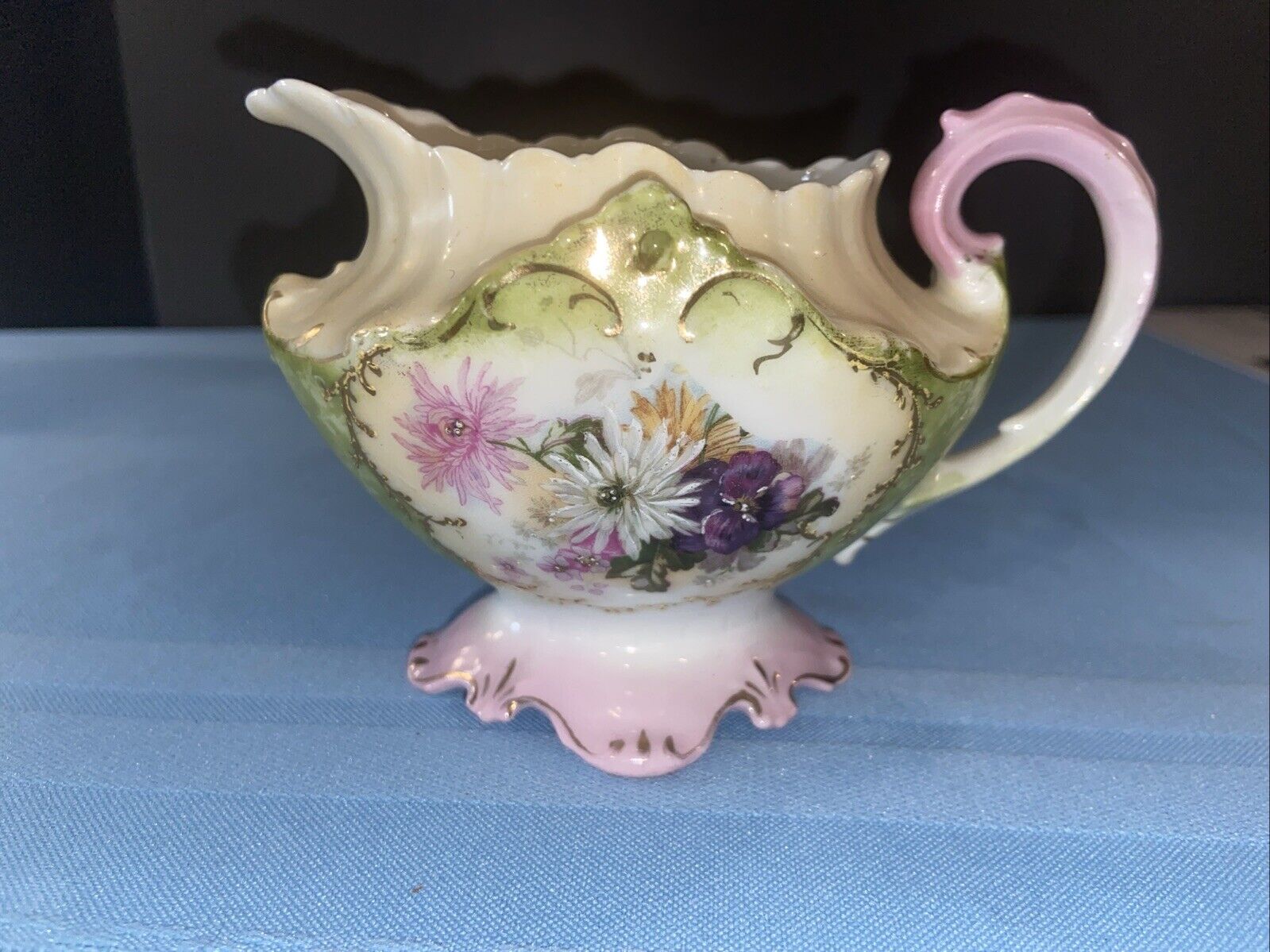 Hand Painted Creamer Dish 3.5” Tall-A