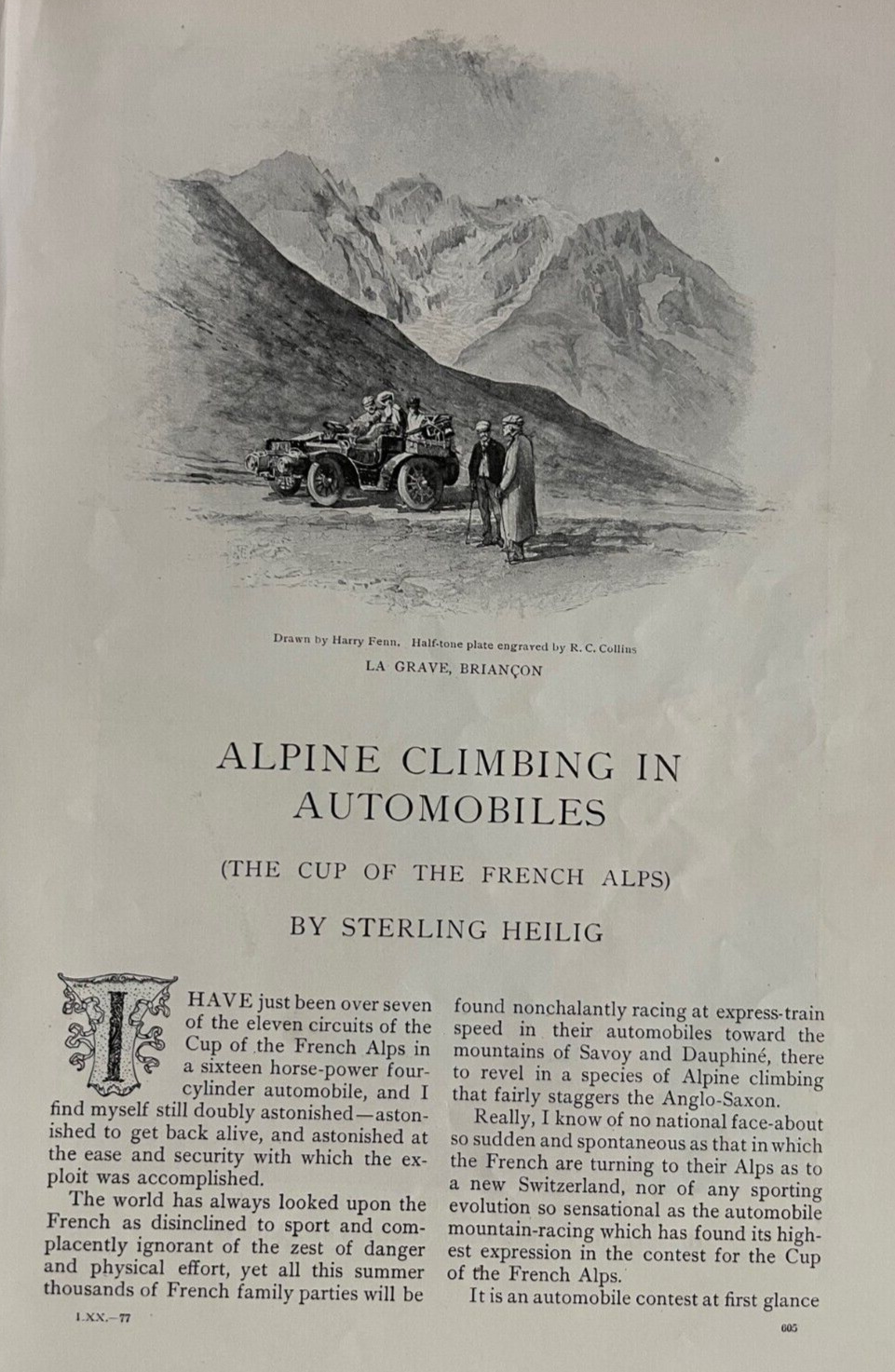 1905 Automobiles in the French Alps illustrated