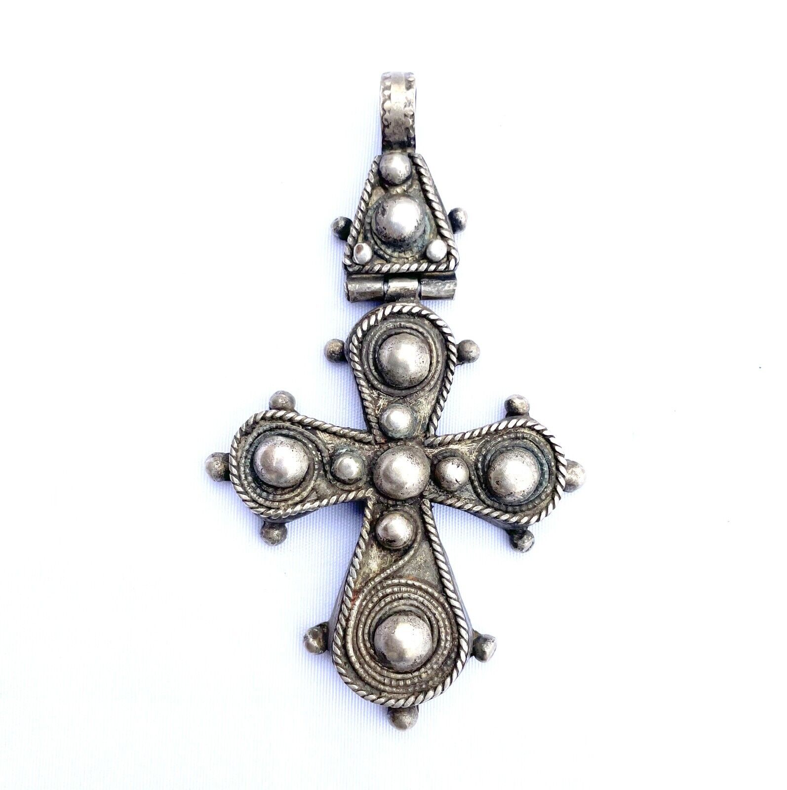 Large Silver Cross. Antique Ethiopian Handmade Orthodox Christian Cross Pendant
