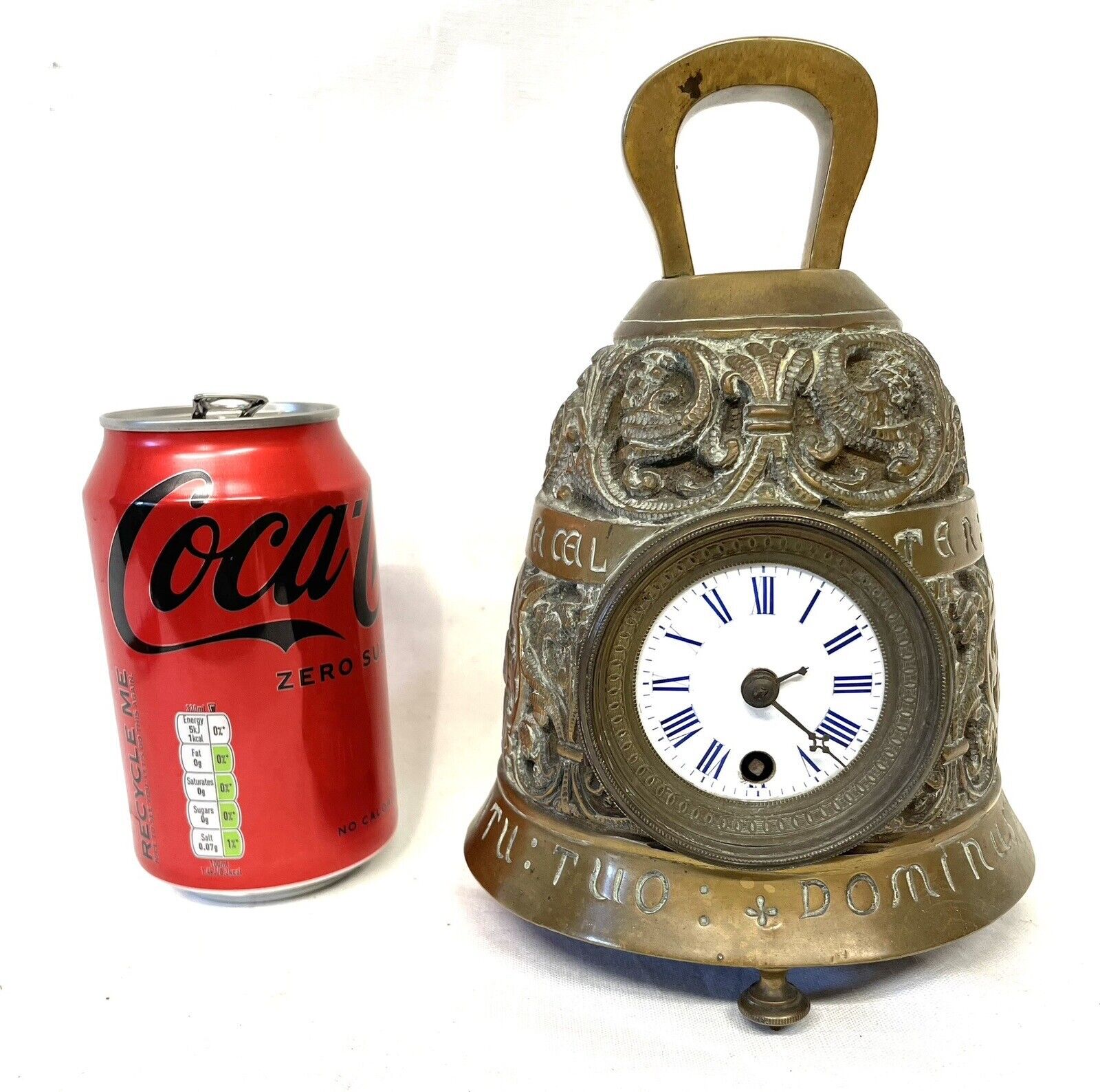 RARE Antique Brass Bell Shaped Miniature Bell Shaped Clock
