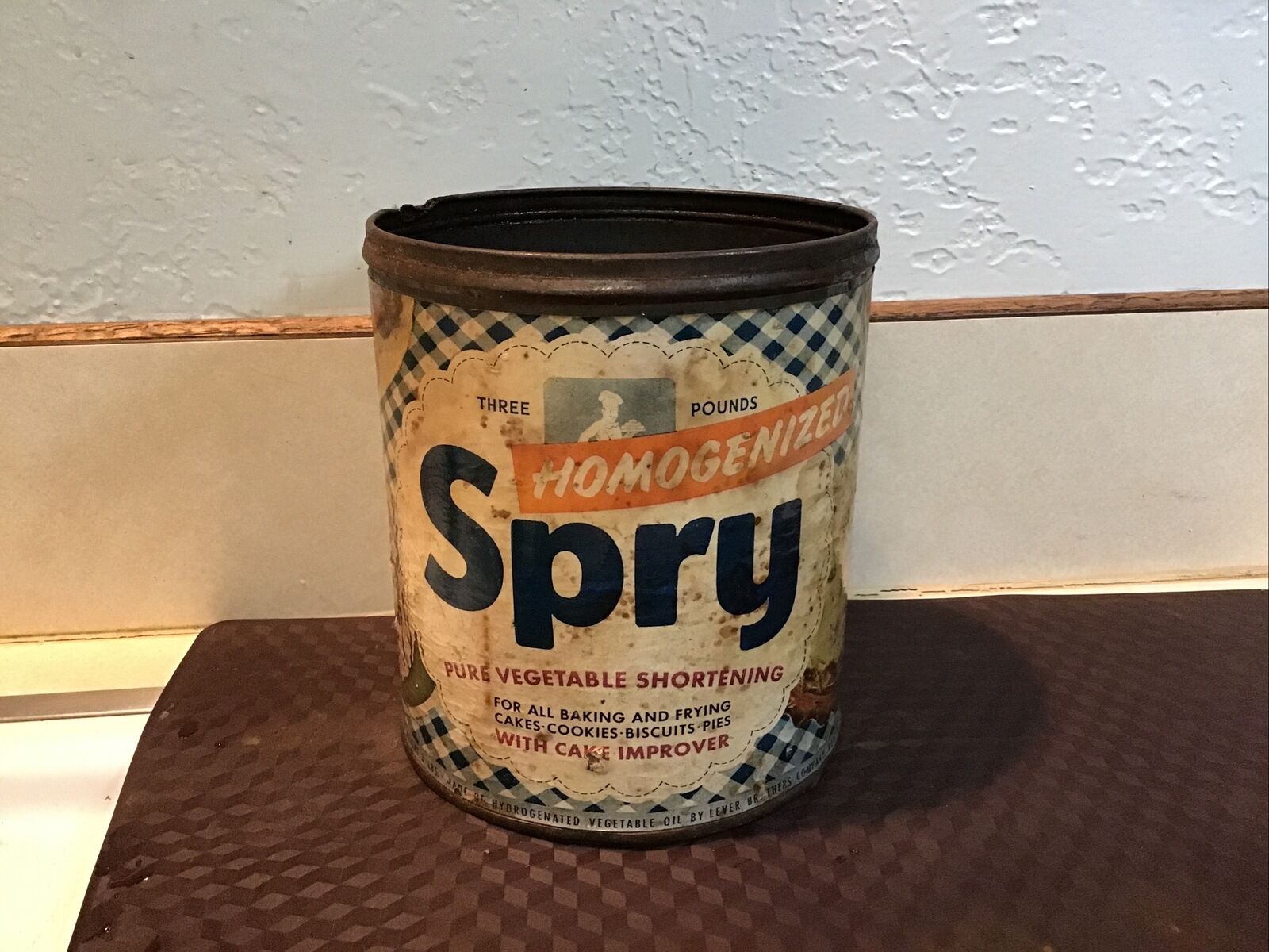 vintage tin Spry Pure Vegetable Shortening