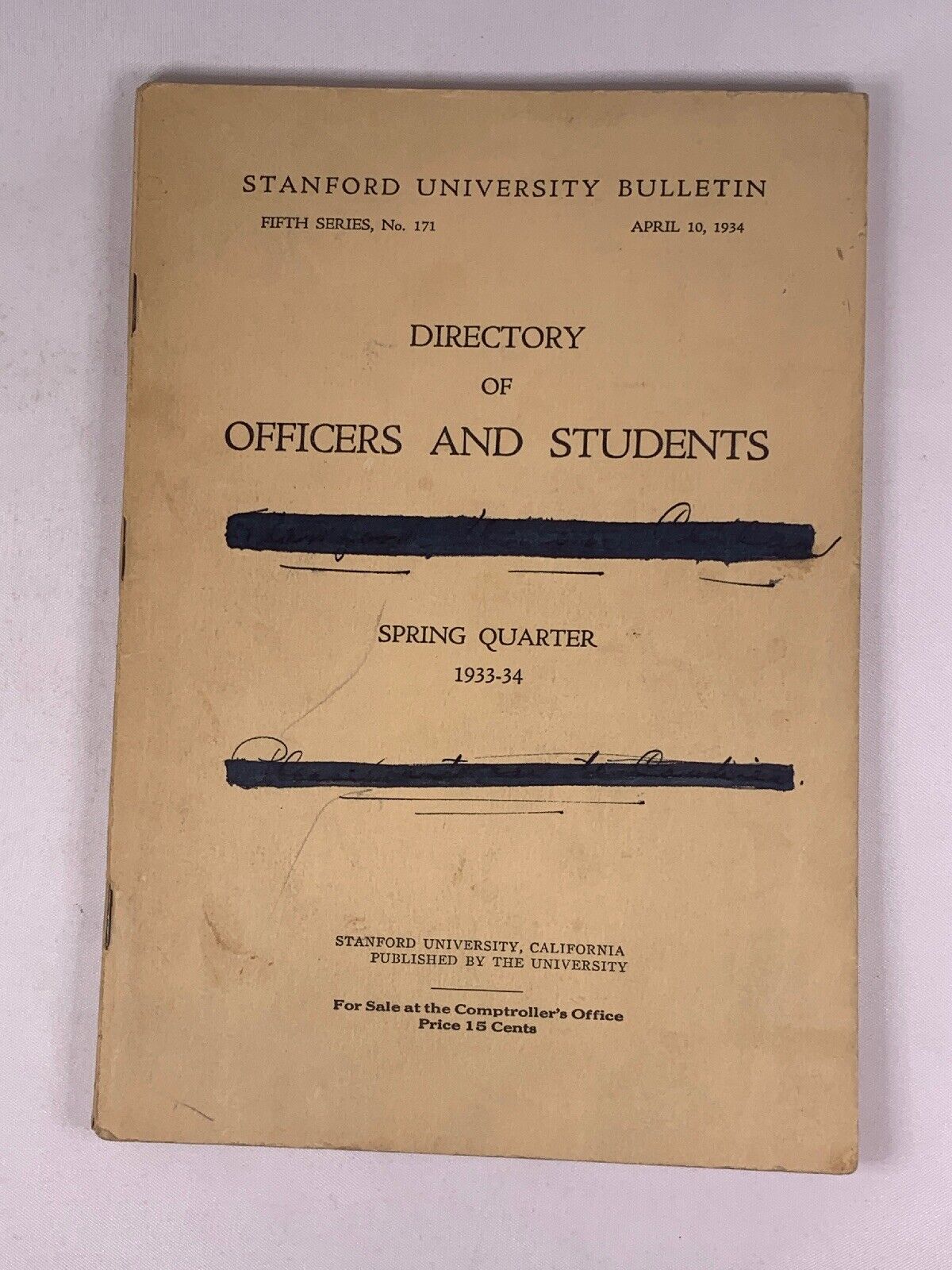 Stanford University 1934 Directory Of Officers And Students Spring Quarter 1933