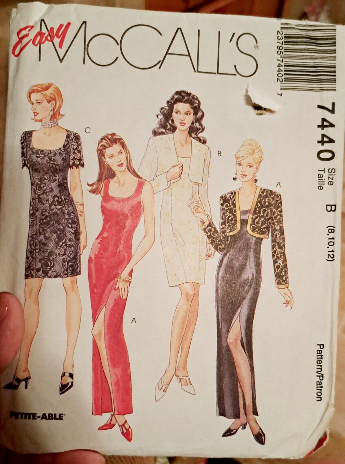 McCall's Misses Lined Dress Bolero Sewing Pattern  7440 Easy (8-10-12) UNCUT