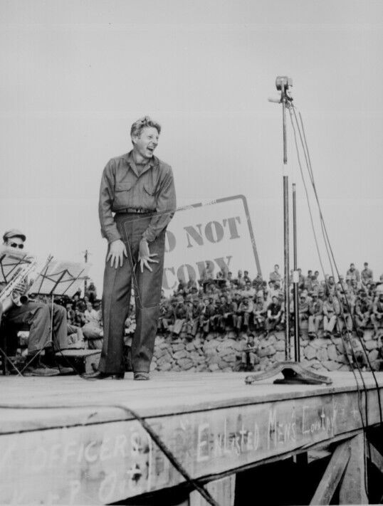 Danny Kaye on stage entertaining troops World War 2 WWII 8 x 12 Photo Picture