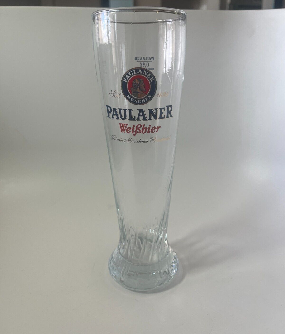 Paulaner Munchen Beer Ribbed Tankard Glass Mug Germany 0.5 Liter 7.25\