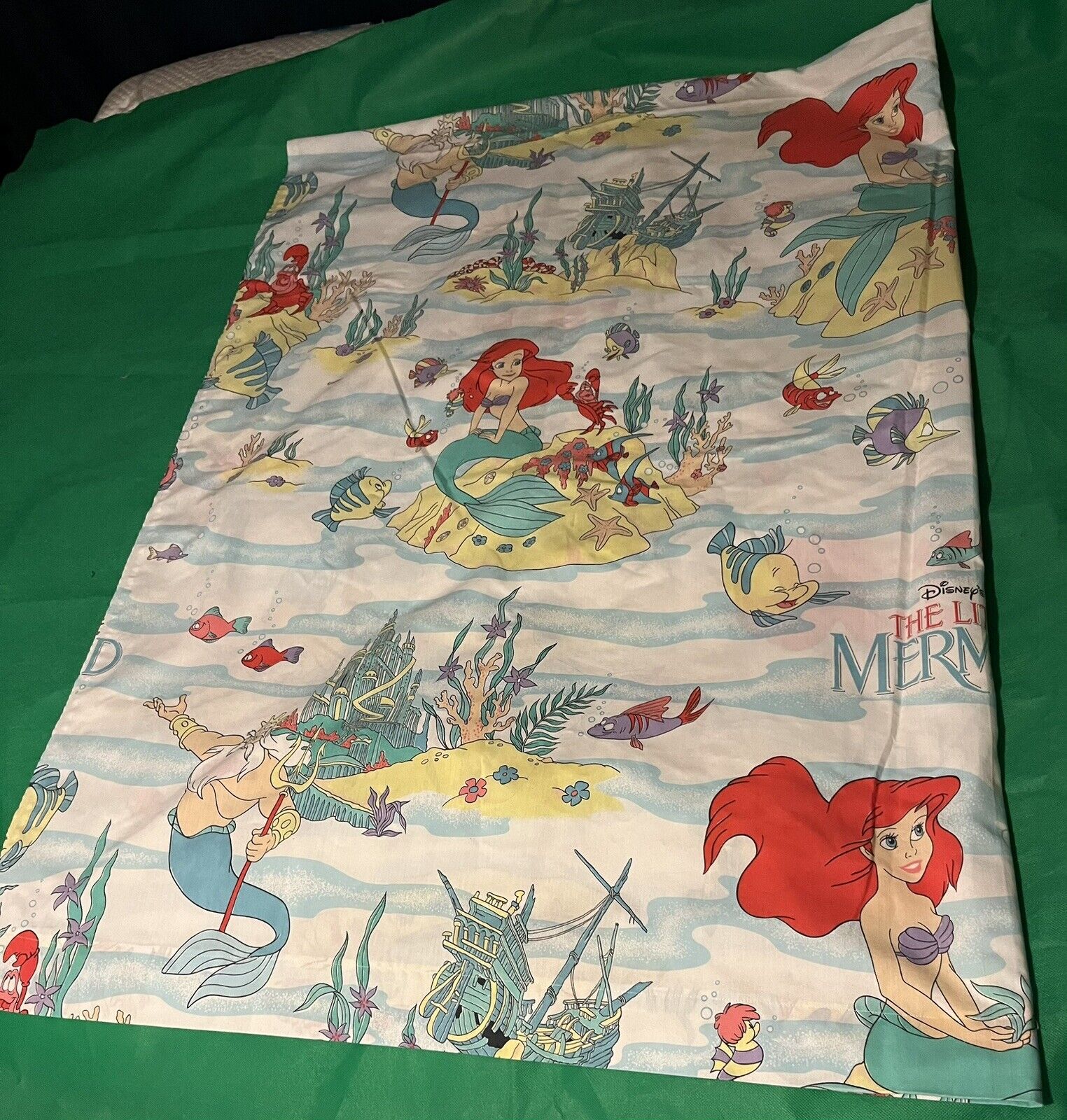 Vintage Disney THE LITTLE MERMAID Twin Flat Sheet Ariel