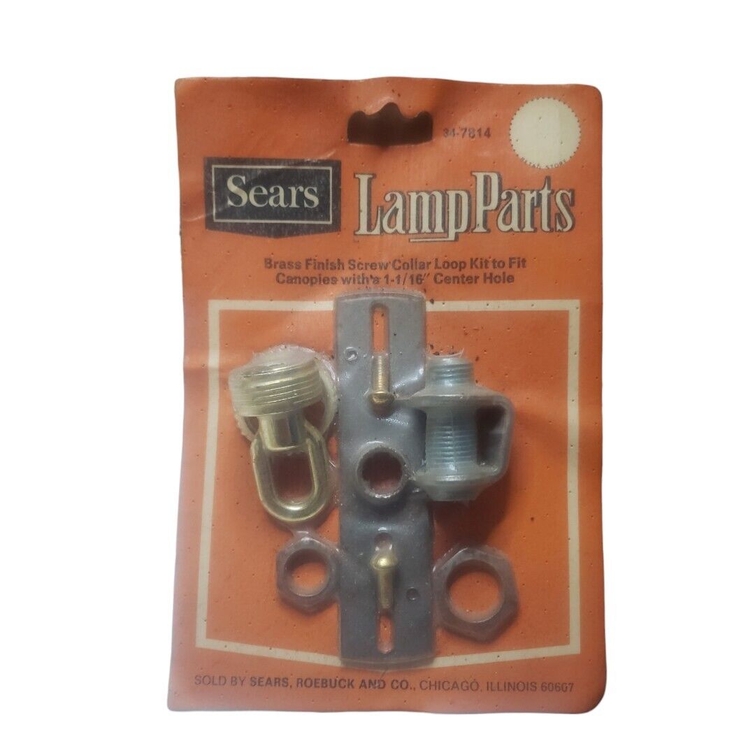 Vintage Sears Lamp Parts Brass Finish Screw Collar Loop Repair Kit  
