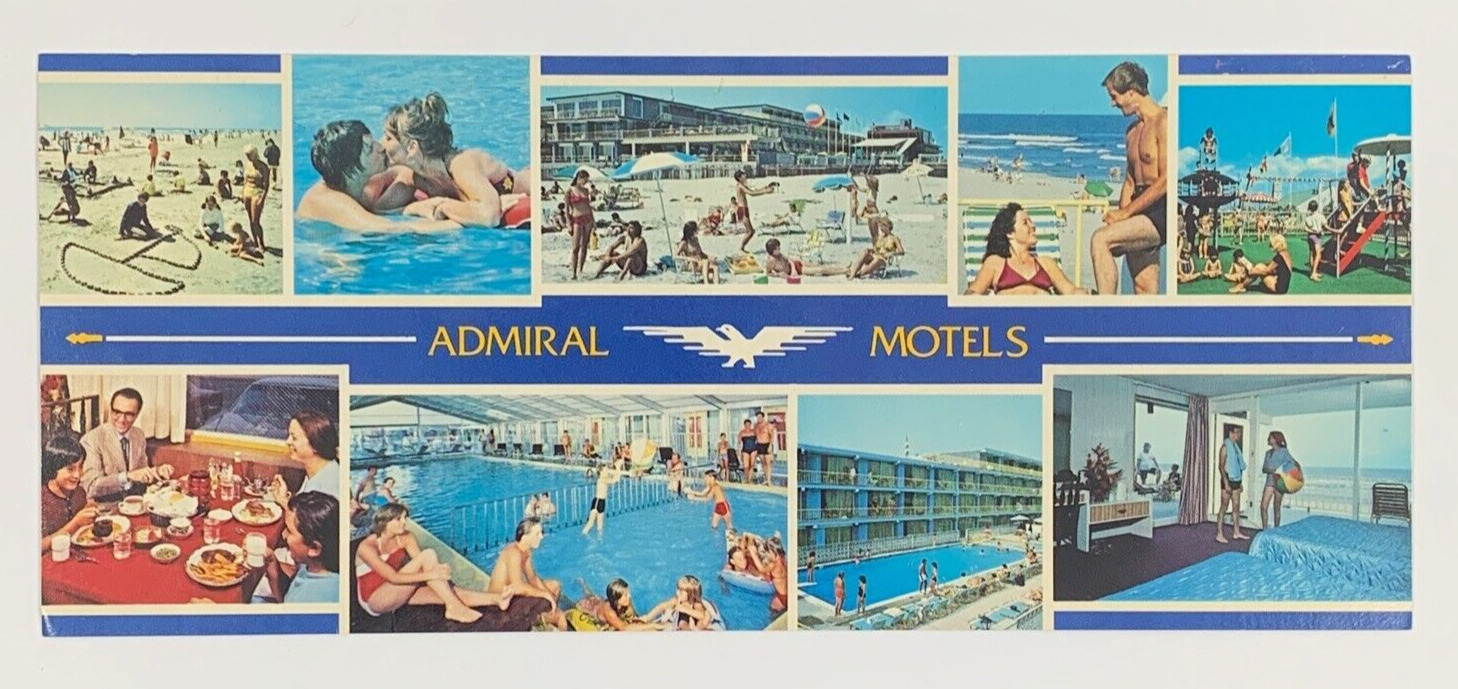 Vintage Admiral Motels Wildwood Crest NJ Multiview Oversized Postcard Rare