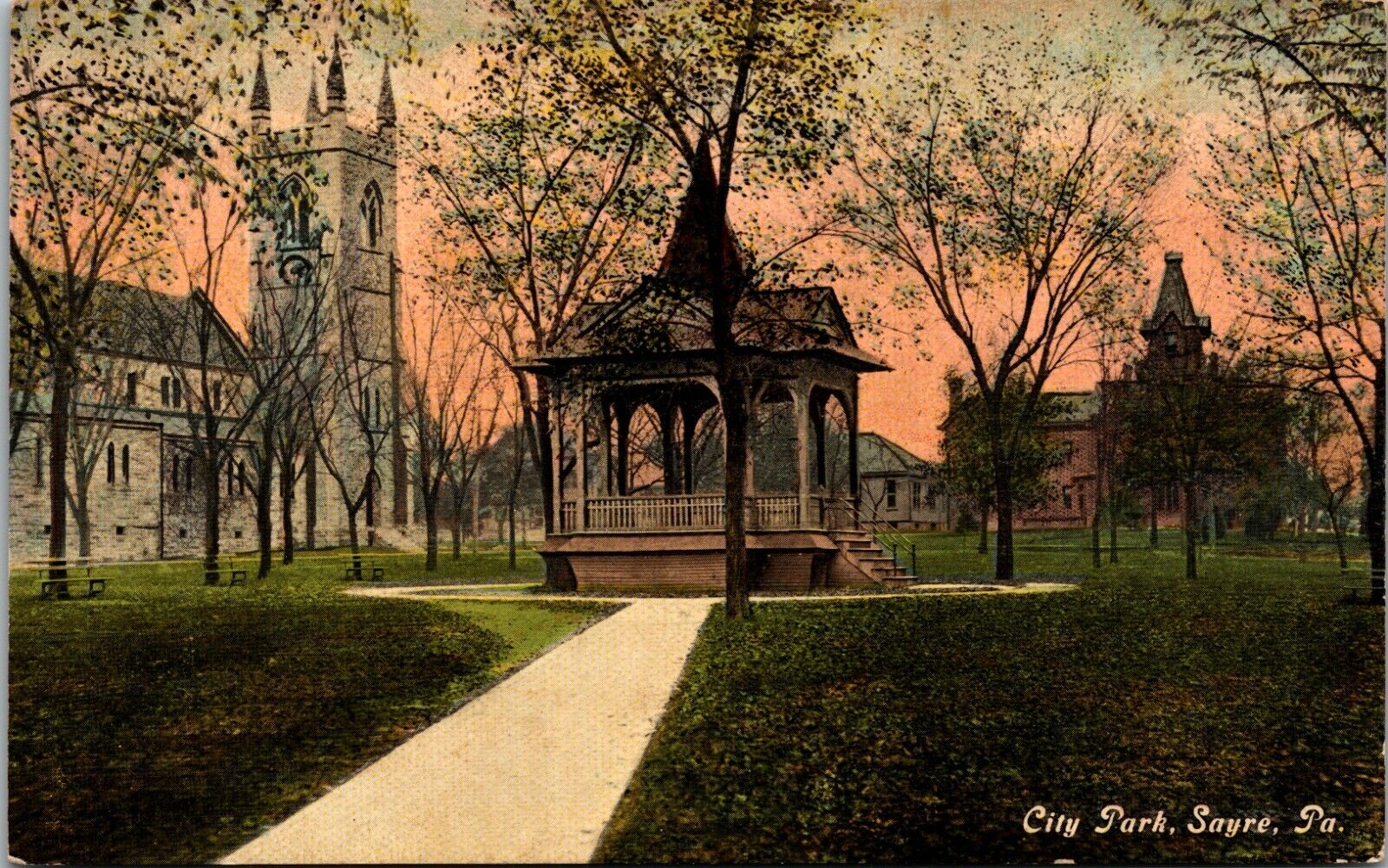 Sayre Pennsylvania PA City Park Vintage Postcard
