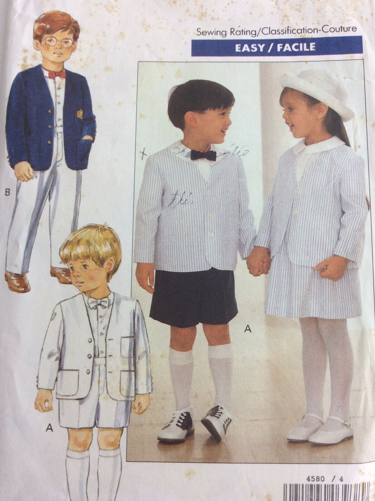 1989 Butterick 4580 ViTG Sewing Pattern Toddlers Childs Shirt Skirt Size 4 5 6