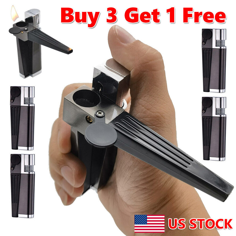 2 in1 Foldable Metal Lighter Pipe Combination Portable Smoking Lighter Black USA