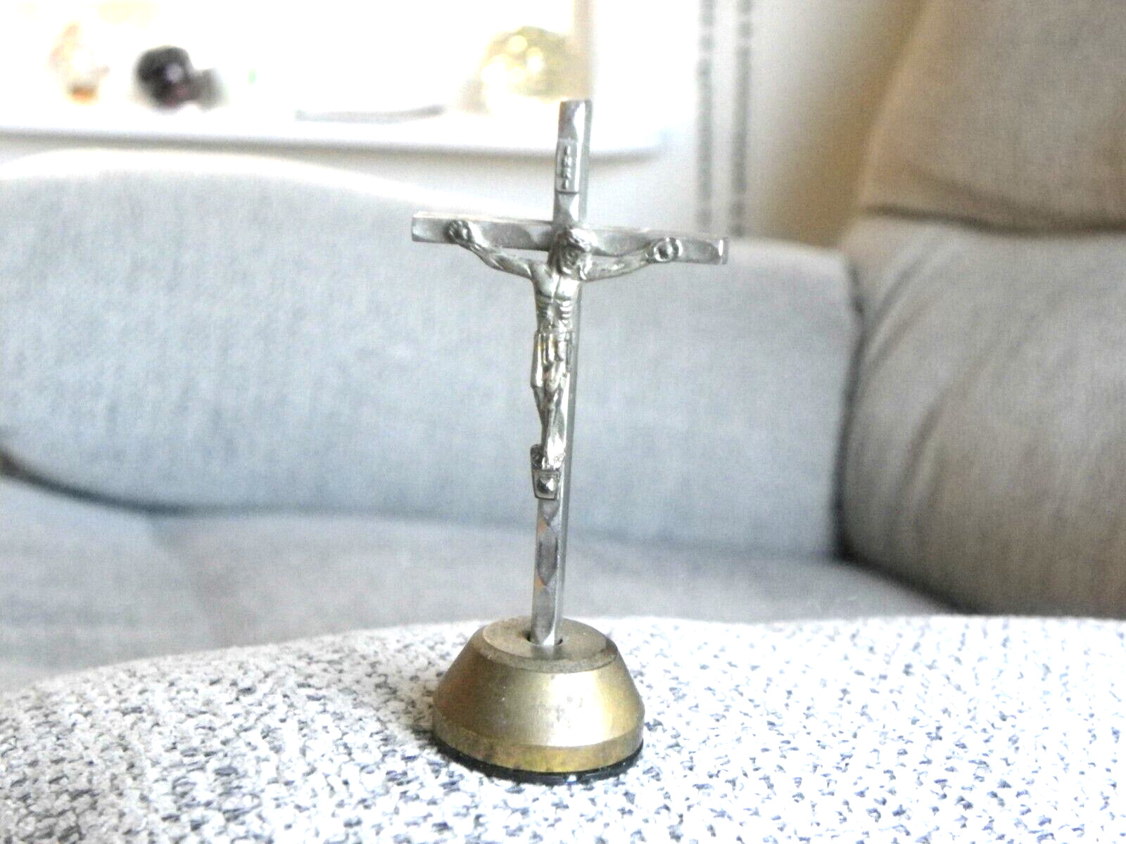 Small Vintage Metal Standing Crucifix