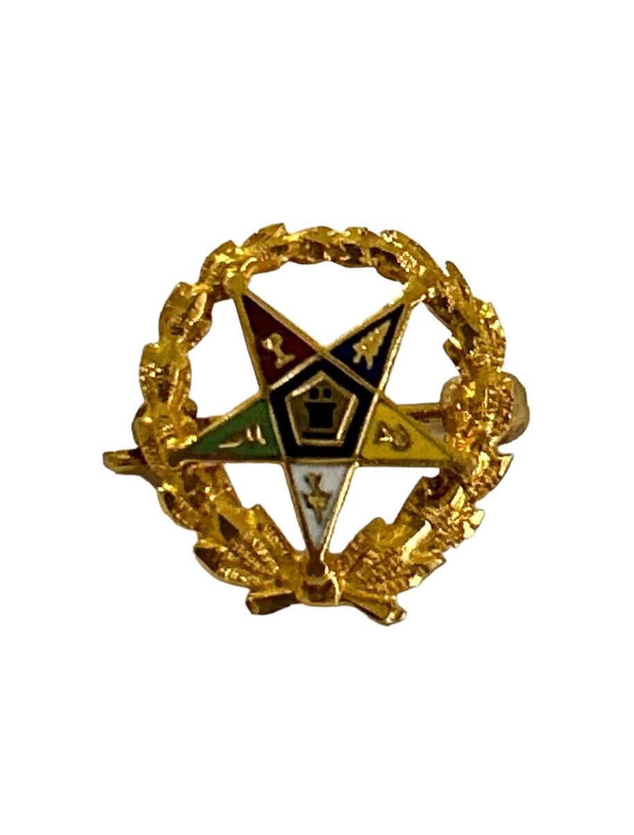 Vintage 10K Gold Enamel Masonic Order of the Eastern Star Lapel Pin