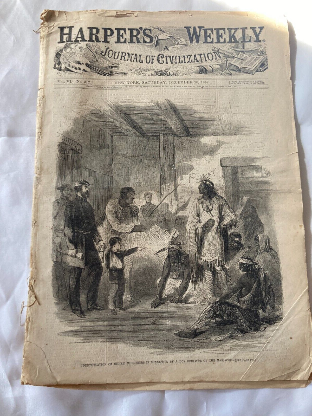 Original Civil War Harper's Weekly Vol. VI No. 312 December 20 1862 Full Edition