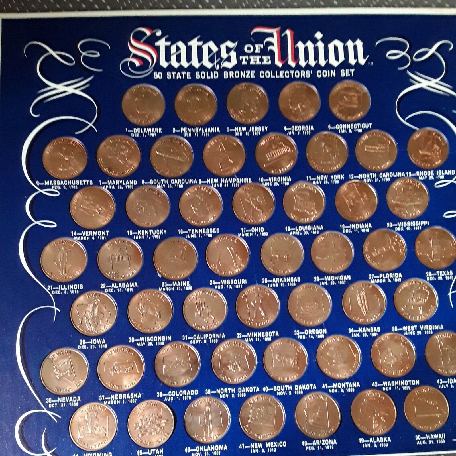 1969 Shell Oil States Of The Union Solid Bronze Collector Coins