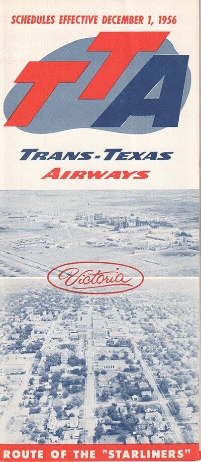 TTA Trans-Texas Airways timetable 1956/12/01