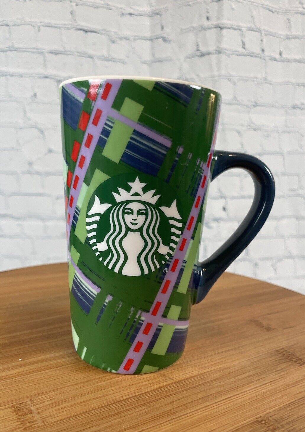 Starbucks 2020 Holiday Christmas Ceramic Coffee Mug Tall 16oz Green Plaid Ribbon