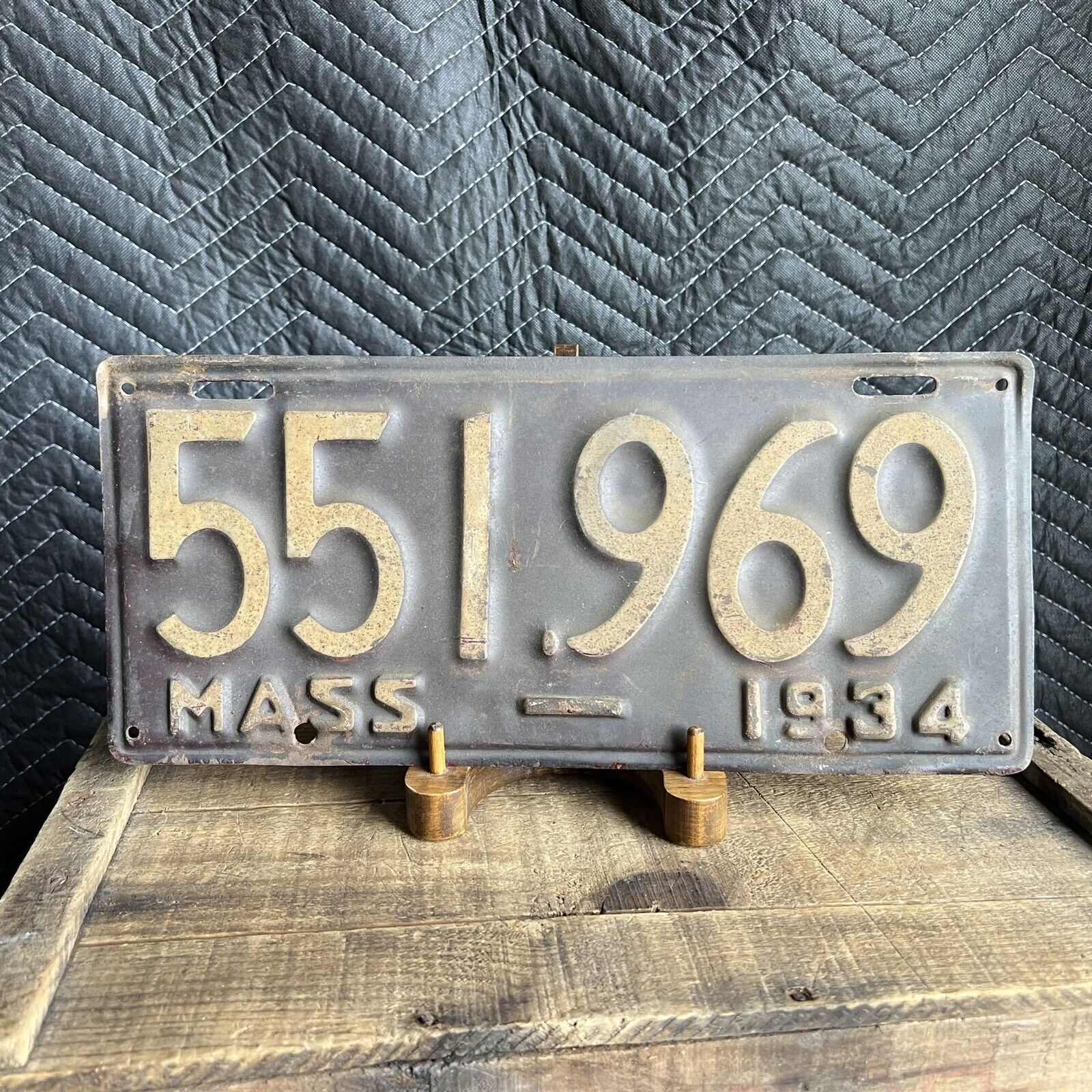 Vintage 1934 Massachusetts Mass MA License Plate 551 969 Pre War Classic Car Gas