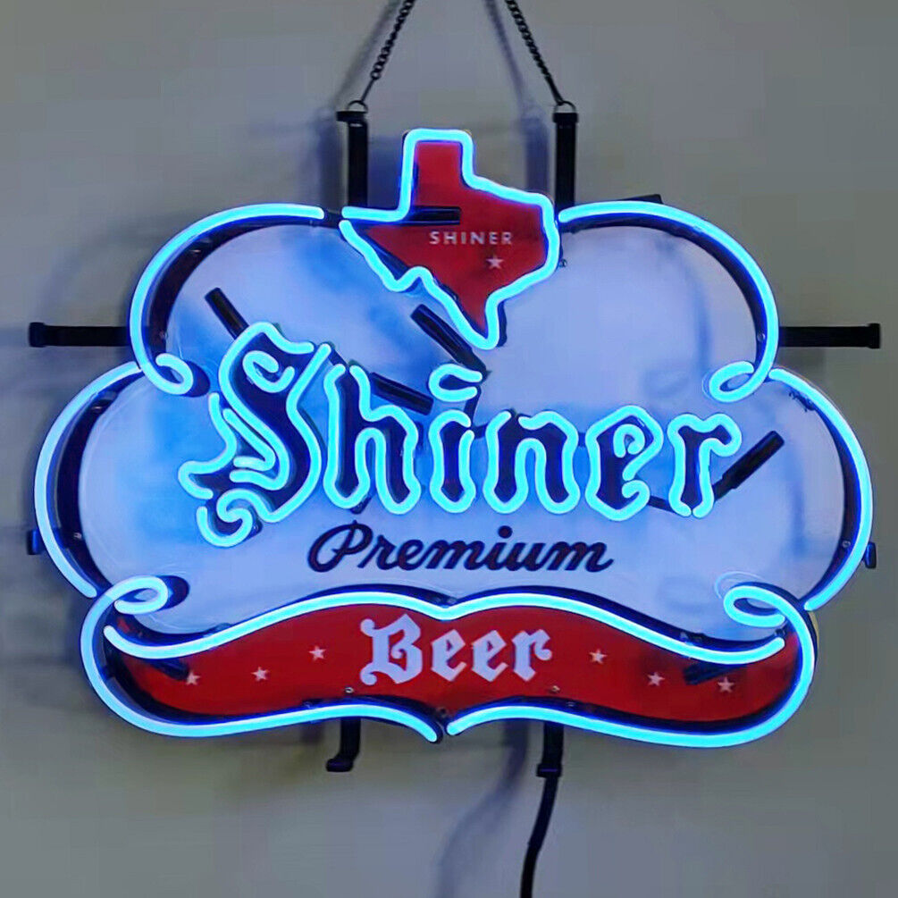 Shiner Premium Neon Sign Real Glass Beer Bar Pub Wall Decor Artwork Gift 19x15