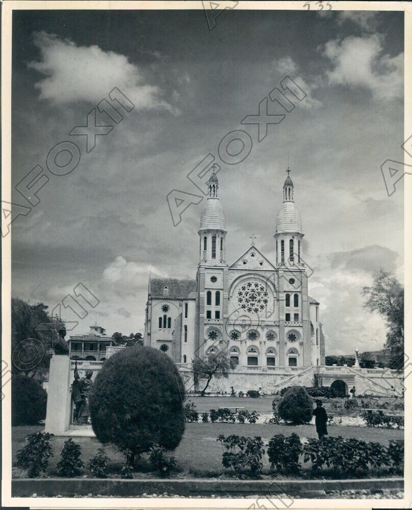 1963 Port Au Prince Haiti Pink & White Cathedral Of Port Au Prince Press Photo