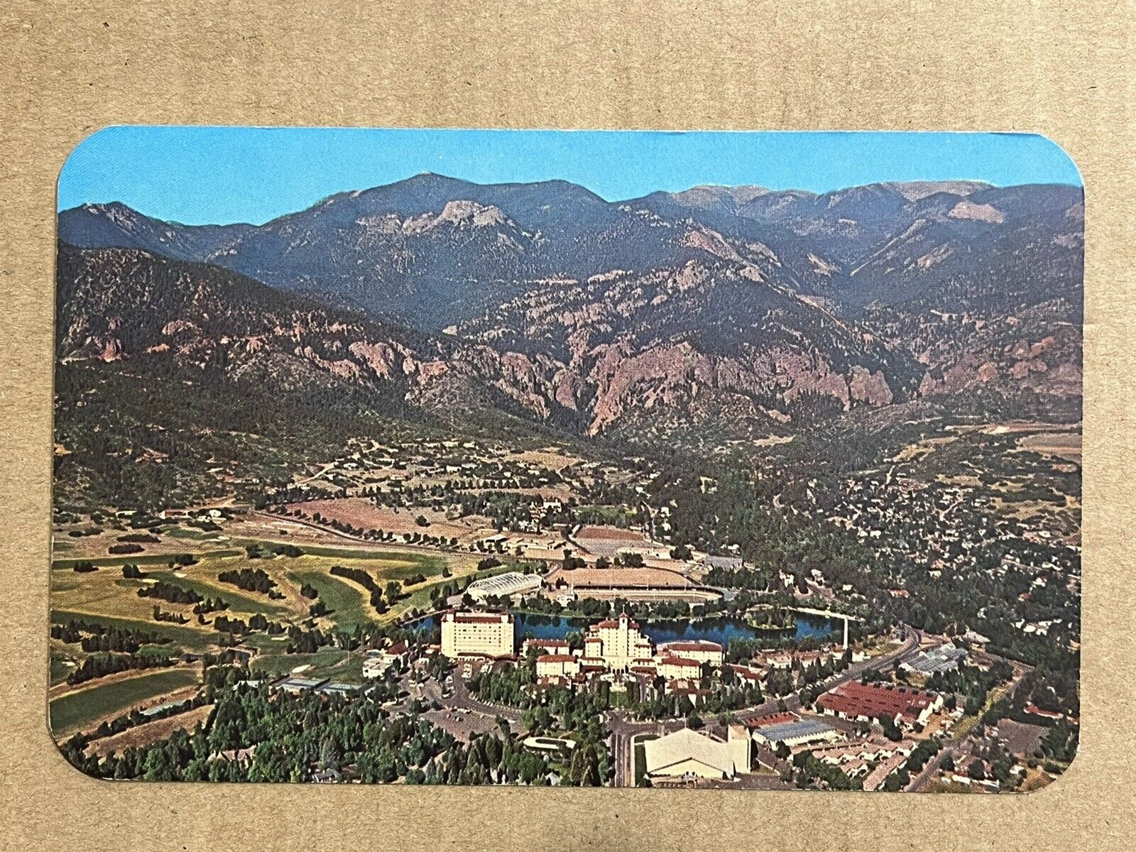 Postcard Colorado Springs CO Broadmoor Hotel Aerial View Old Vintage PC