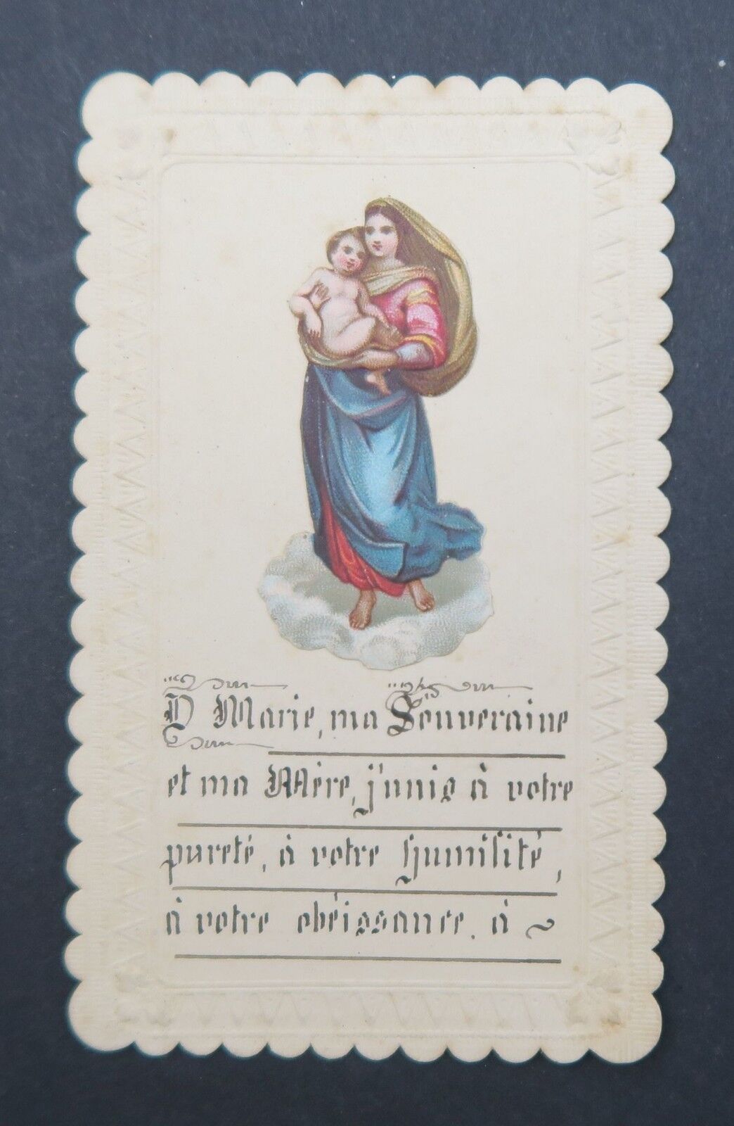 CANIVET chrome cutout Marie image pious HOLY CARD 19thC Santino 1